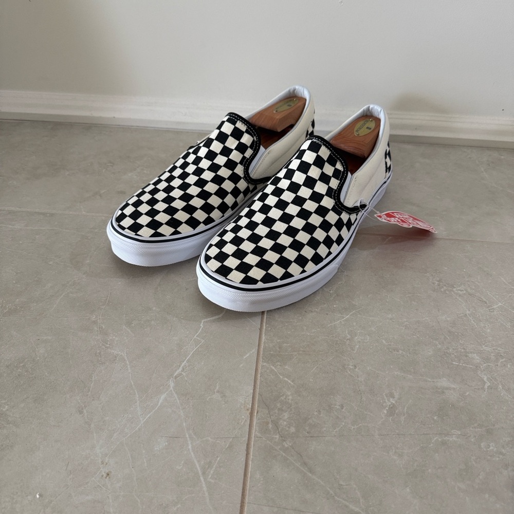 Vans Classic Checkerboard Slip-On Sneakers – Black/White